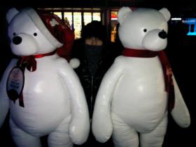 ใครเอ่ยที่ถ่ายคู่กับหมี 2 ตัว?