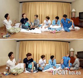 สมาชิกวง 2PM ในลุคชุดนอนในรายการ 2PM Show 