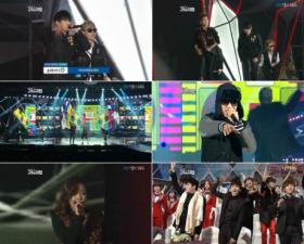 แทคยอน (Taecyeon), Gary, ยงจุนฮยอง (Yong Jun Hyung), และมีร์ (Mir) ร่วมแสดงในงาน SBS Gayo Daejun 