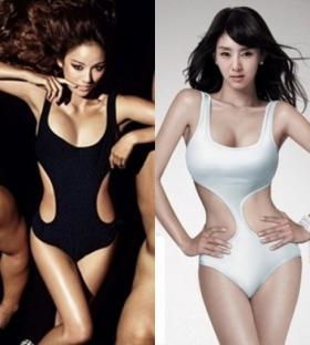 ภาพของลีฮโยริ (Lee Hyori) และ G.NA สวมชุดว่ายน้ำ