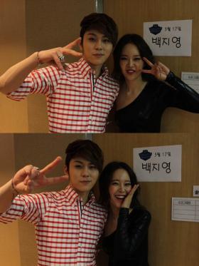 เบคจิยอง (Baek Ji Young) และจุนฮยอง (Jun Hyung) ฉลองการแสดงเพลง Good Boy บนเวทีแรก