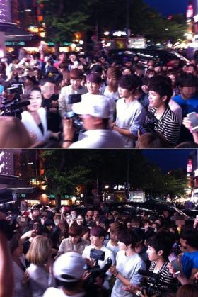 แฟนๆ มากกว่า 500 คนพยายามเข้าใกล้ชิดวง Infinite ย่านฮงเด!