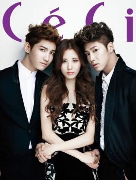 วงดงบังชินกิ (TVXQ) และซอฮยอน (Seo Hyun) ถ่ายภาพด้วยกันสำหรับนิตยสาร CeCi 