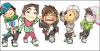 (ซ้าย ไปขวา)Tabi (T.O.P.), Tori (Seungri), Ssongi (Daesung), Bebe (Taeyang) และ Jingyo (G-dragon)
