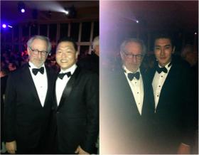 ซีวอน (Si Won) และ Psy ถ่ายภาพกับ Steven Spielberg