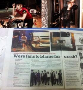 &quot;ซูเปอร์จูเนียร์&quot; (Super Junior) เตือนแฟนคลับ อย่าขับรถตามหลัง เกิดอุบัติเหตุรถชนที่สิงคโปร์